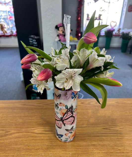 Butterfly Tumbler with Blooms