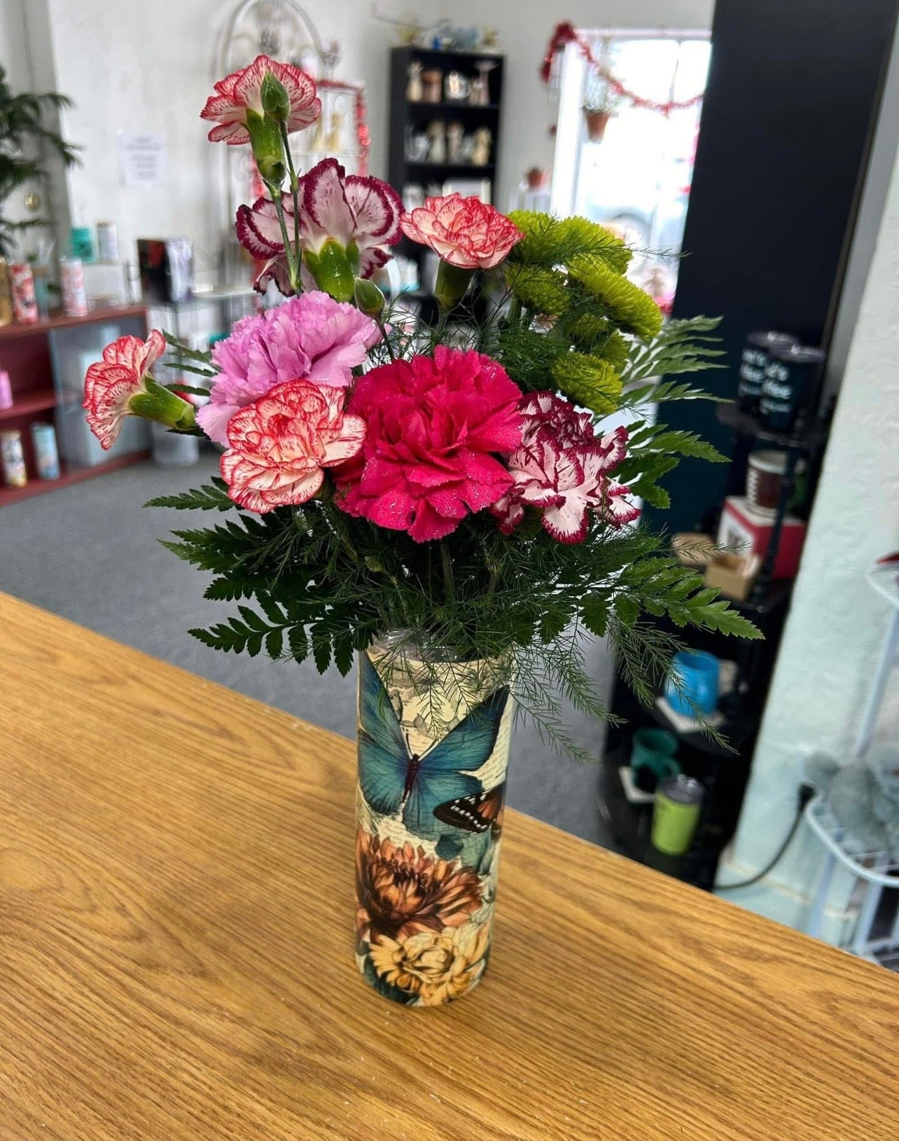 Flowers and Butterfly Tumbler/ Blooms