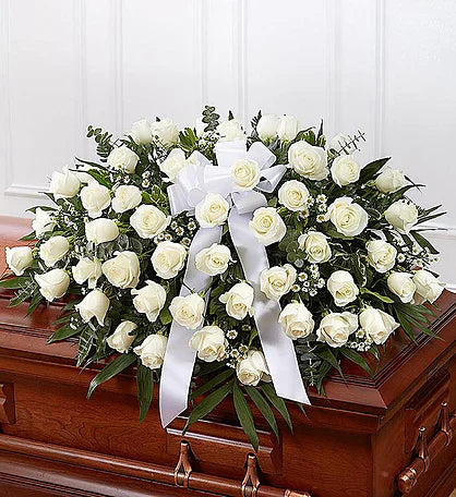 White Roses - Casket Spray