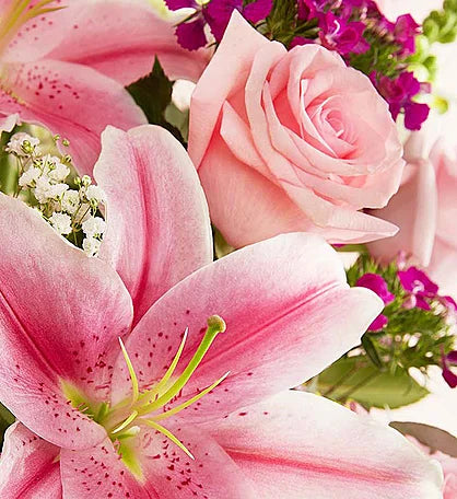 Wrapped Floral Bouquet -Lilies ad Roses