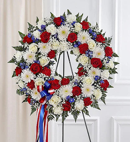 Wreath Standing Spray Red White Blue
